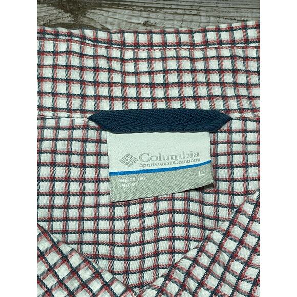 Columbia Men’s Short Sleeve Button Down Red White Blue Size Large - Picture 4 of 5